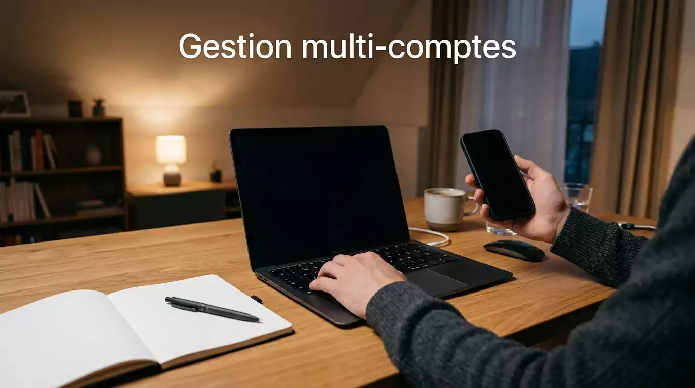 Parieur gérant plusieurs comptes de bookmakers sur différents appareils