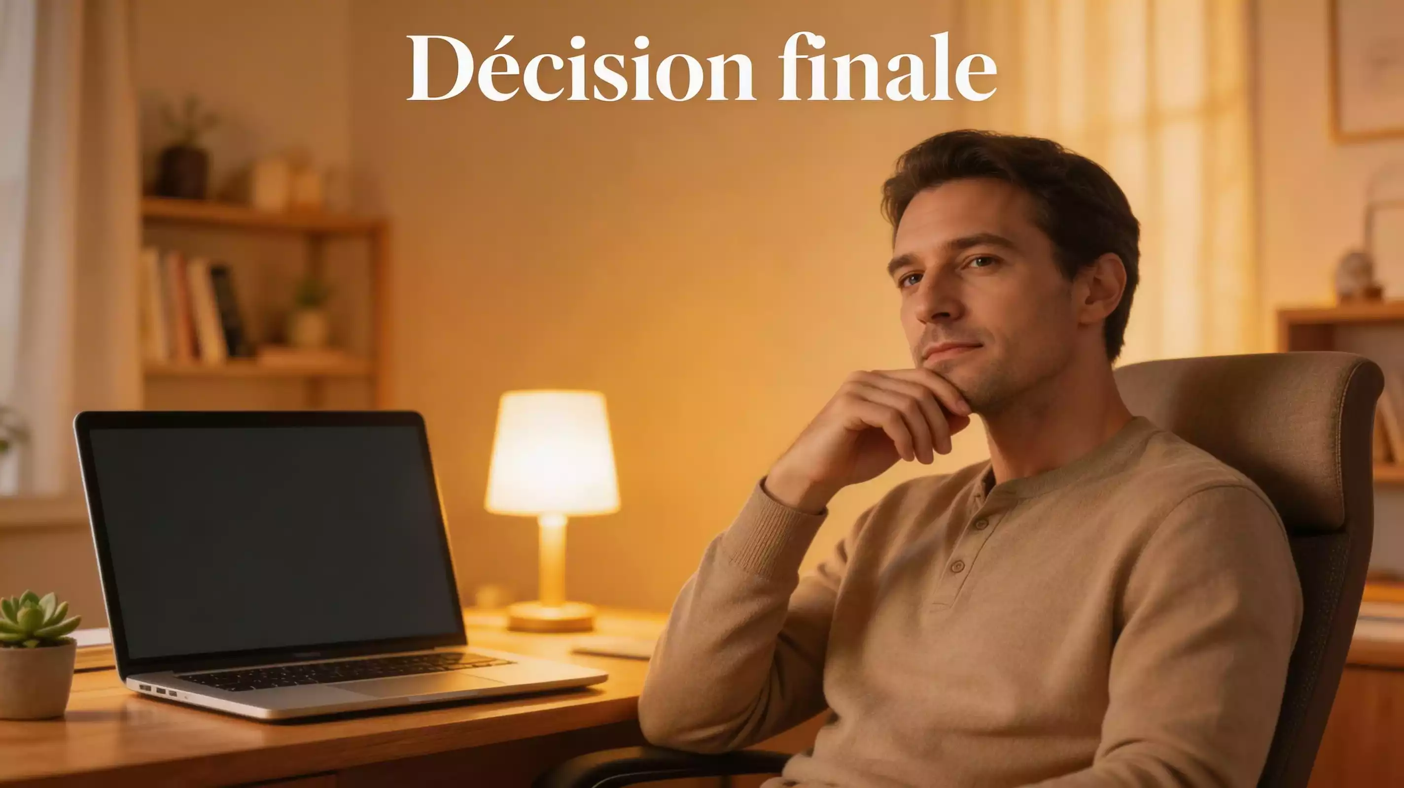 Parieur réfléchi prenant sa décision finale après analyse complète devant son écran